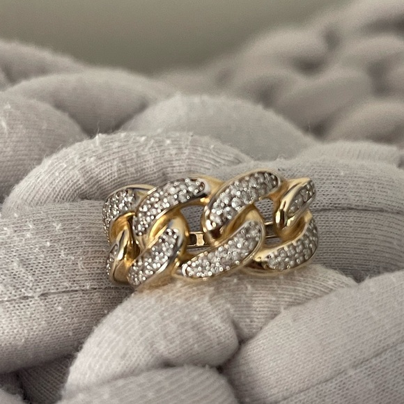 Pre-loved 14K Gold Cuban Link CZ Ring - Picture 8 of 11